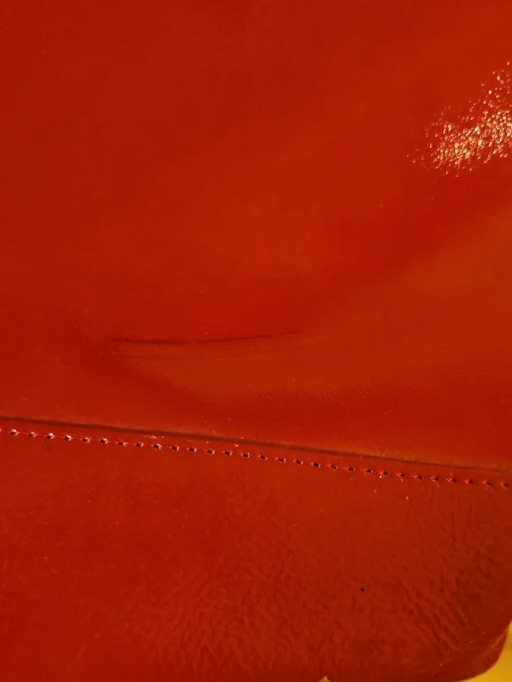 Red Patent Shoulder Bag with Chain Strap